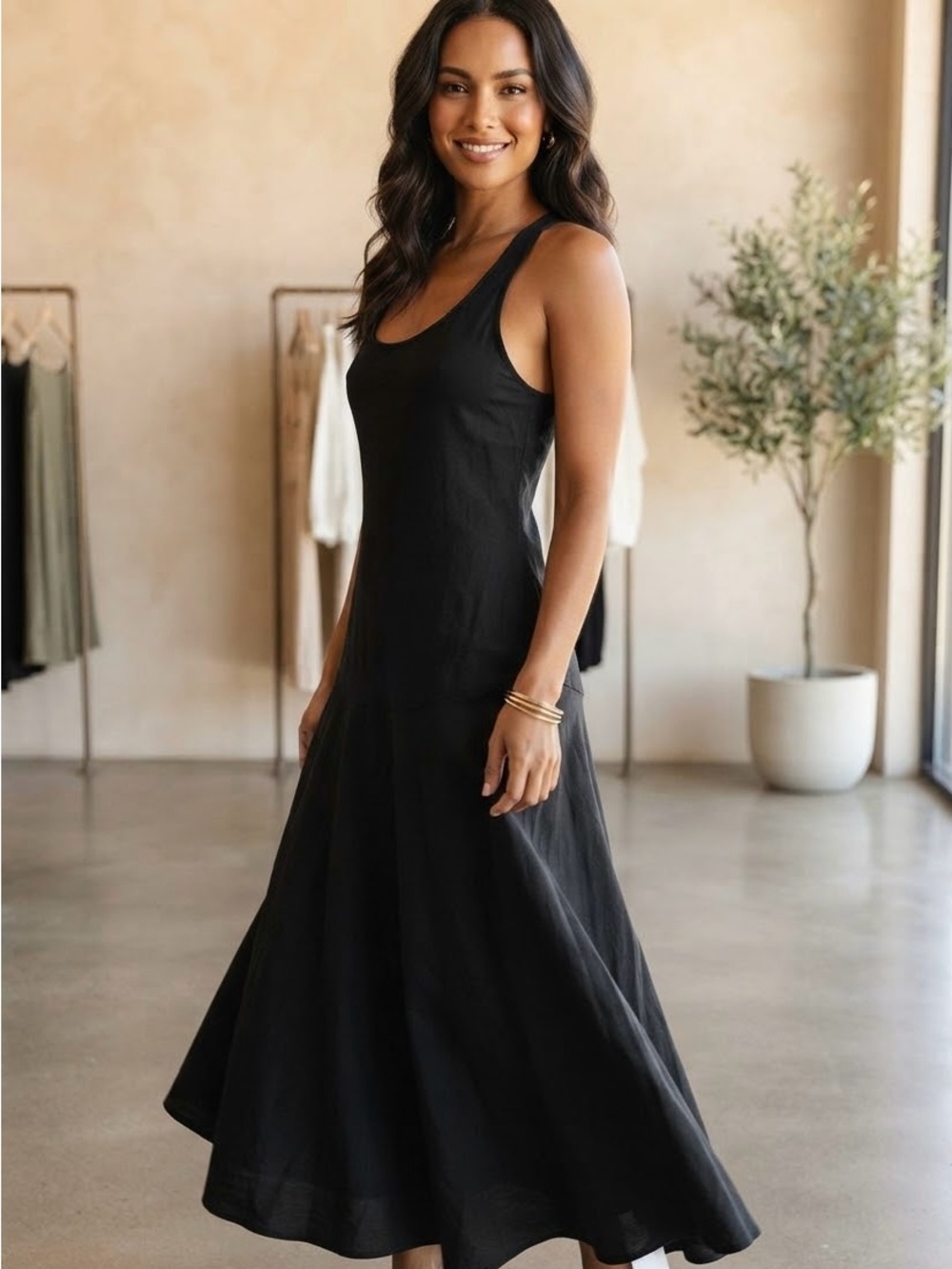 Zara Black Scoop-Neck Maxi Dress